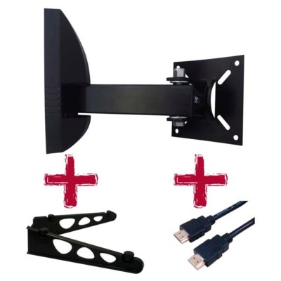 Suporte Bi-Articulado de Parede Brasforma SBRP-136 para TVs LCD, LED, Plasma e 3D de 10” a 55”   Suporte DVD   Cabo HDMI